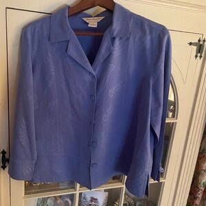 Norm ThompsonPeriwinkle  Blue 100% silk Blouse M